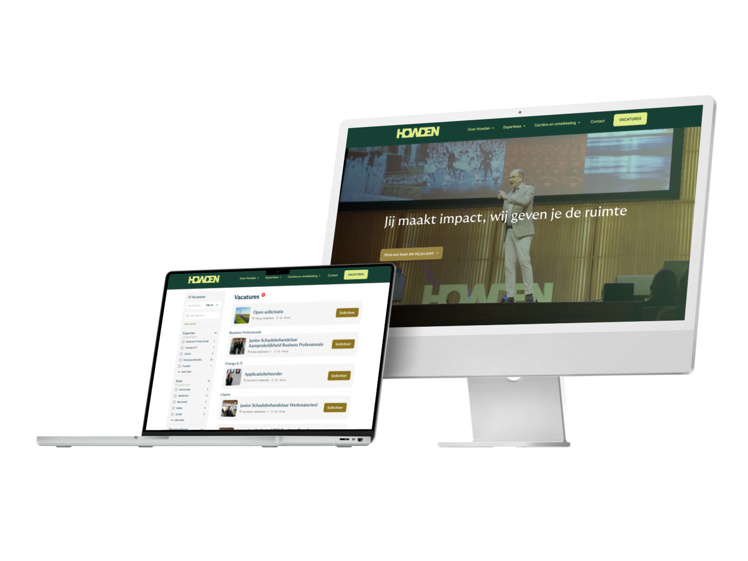 mockups werkenbij website howden